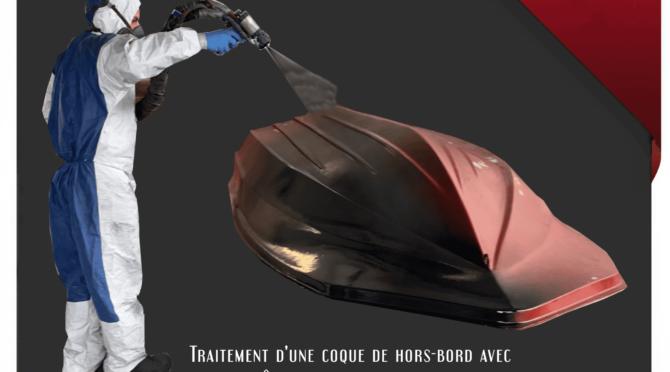 Traitement coque de Hors Bord en Bullet Liner gris foncé