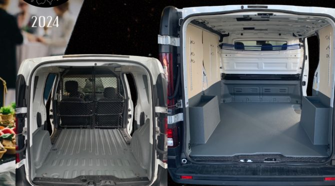 Traitement intérieur Bullet Liner d'un Renault Master et d'un Dacia Docker pour CELEBRATION FOOD SERVICES à Echallens